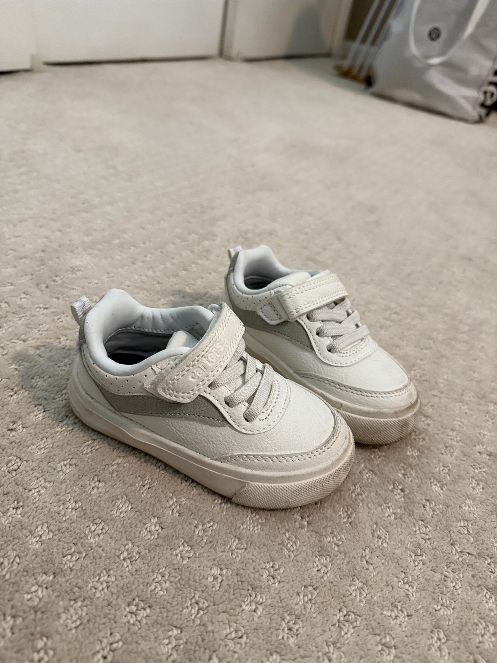 Carter's White and Light Gray Kids Velcro Sneakers